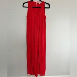 💕Michael Kors Red Flowy Sleeveless Dress With Slip Size S
